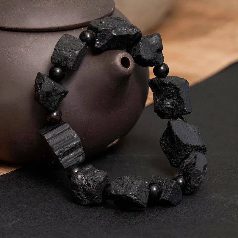 Mythstone Black Tourmaline Irregular Stone Positive Bracelet - Image 2