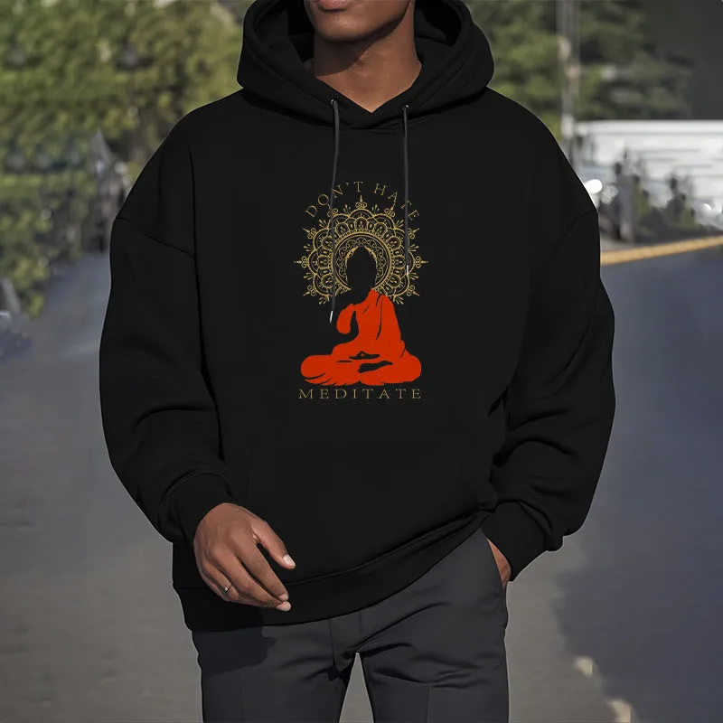 Mythstone DON'T HATE MEDITATE Buddha Mandala Fleece Lined Hoodie - Image 3