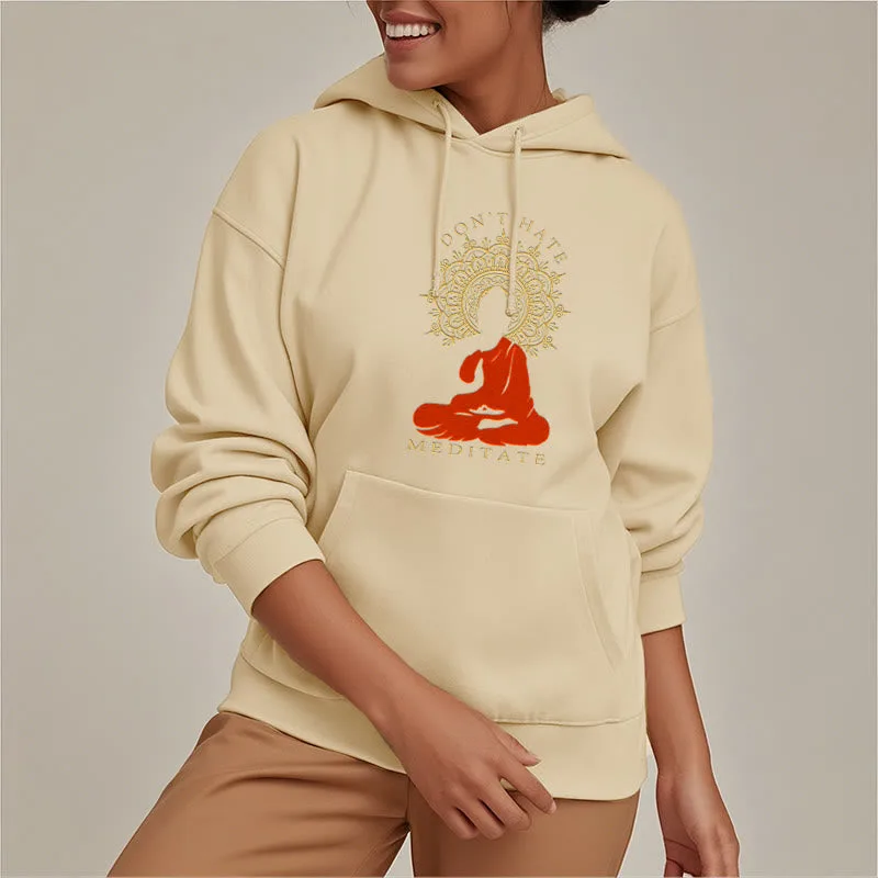 Mythstone DON'T HATE MEDITATE Buddha Mandala Fleece Lined Hoodie - Image 19