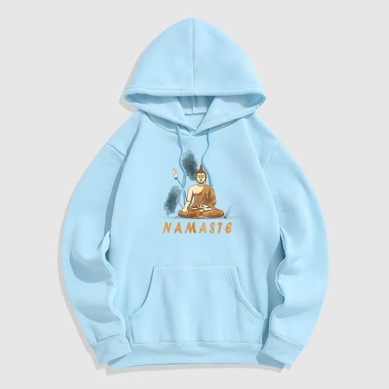 Mythstone NAMASTE Meditation Buddha Polyester Fleece Lined Hoodie - Image 30