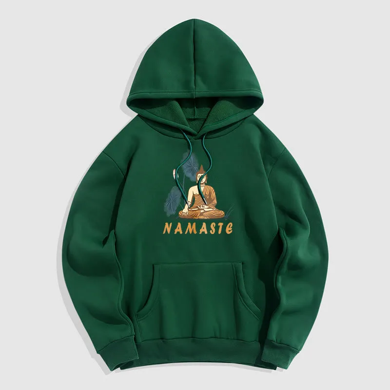 Mythstone NAMASTE Meditation Buddha Polyester Fleece Lined Hoodie - Image 10