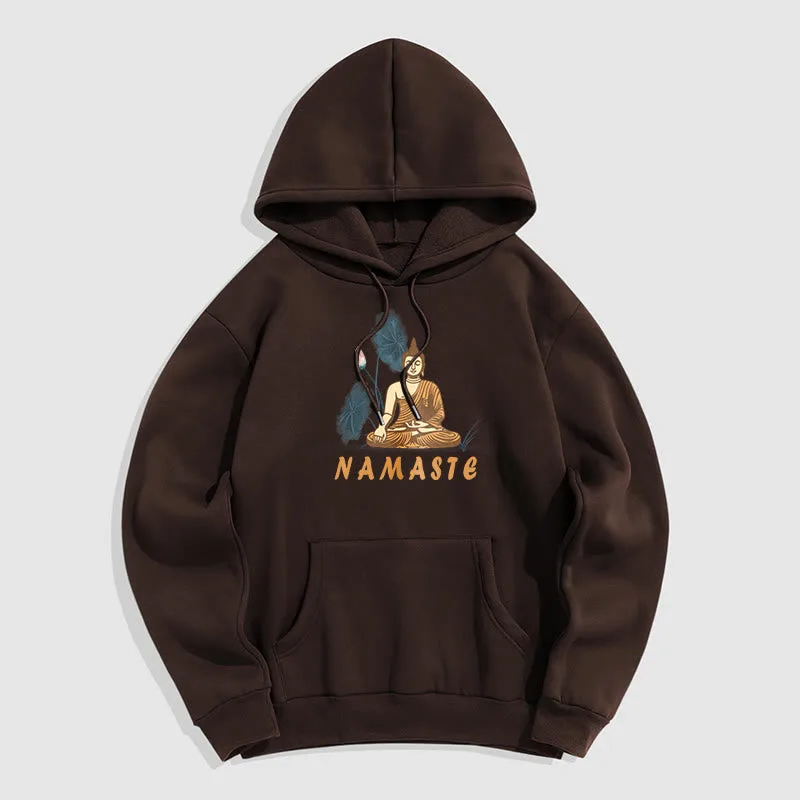 Mythstone NAMASTE Meditation Buddha Polyester Fleece Lined Hoodie - Image 26