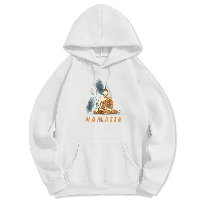 Mythstone NAMASTE Meditation Buddha Polyester Fleece Lined Hoodie - Image 18