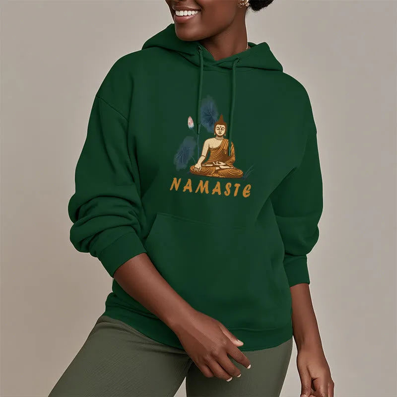 Mythstone NAMASTE Meditation Buddha Polyester Fleece Lined Hoodie - Image 11
