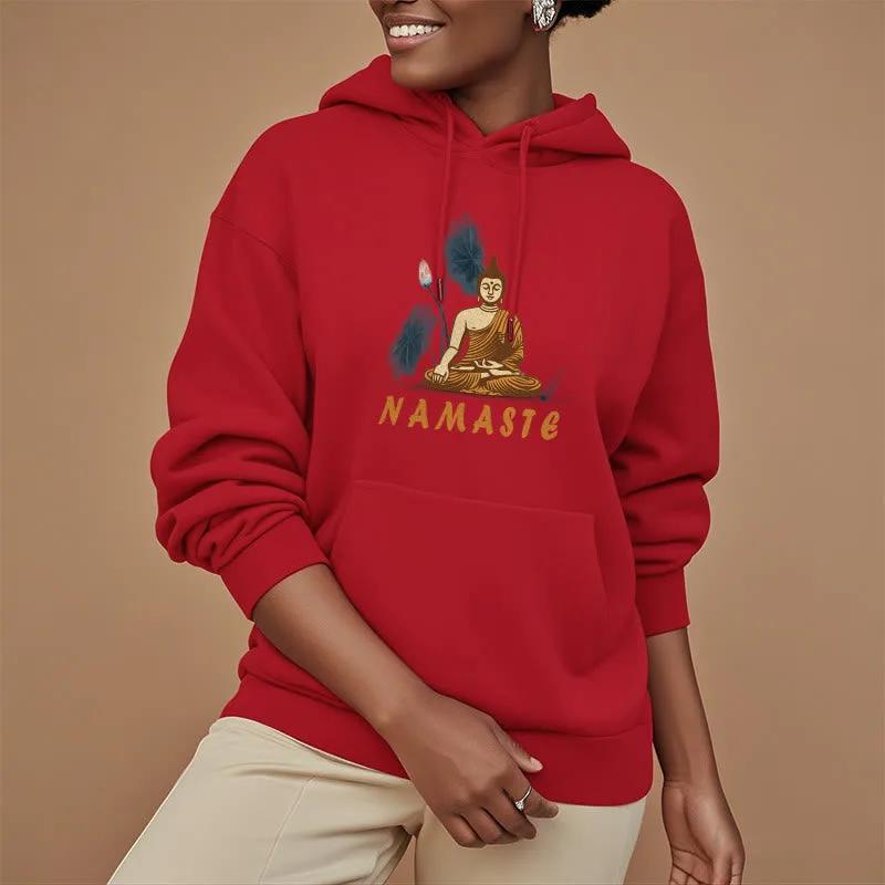 Mythstone NAMASTE Meditation Buddha Polyester Fleece Lined Hoodie - Image 23