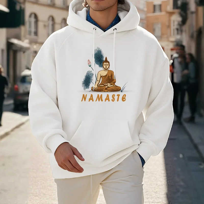 Mythstone NAMASTE Meditation Buddha Polyester Fleece Lined Hoodie - Image 20
