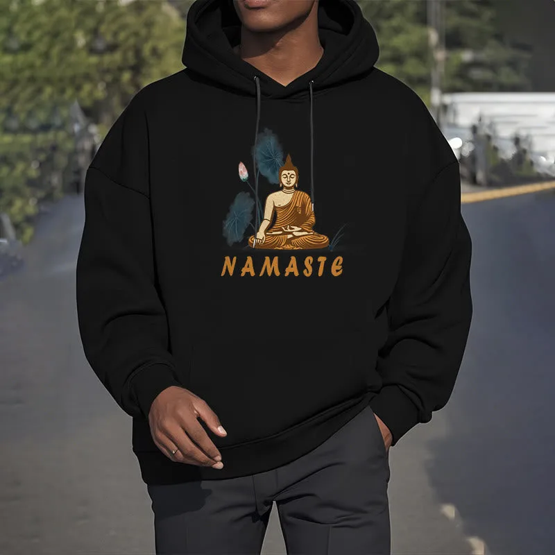 Mythstone NAMASTE Meditation Buddha Polyester Fleece Lined Hoodie - Image 16