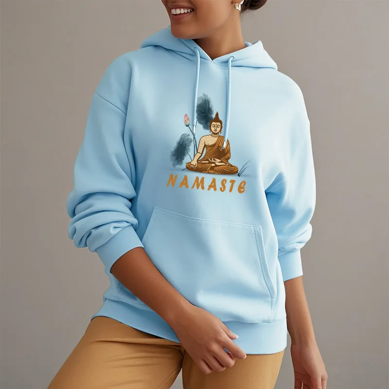 Mythstone NAMASTE Meditation Buddha Polyester Fleece Lined Hoodie - Image 31