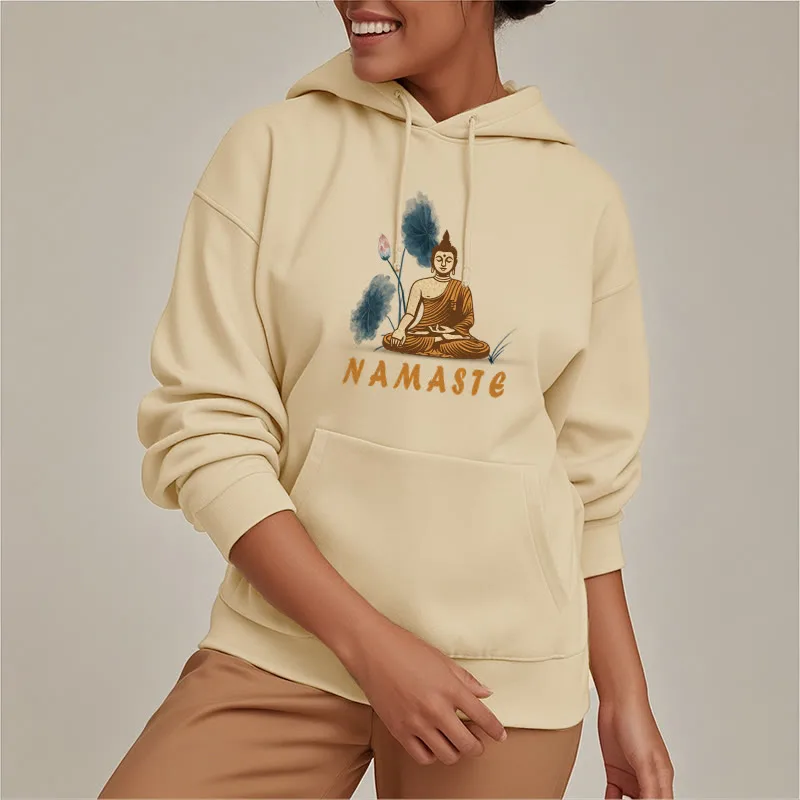 Mythstone NAMASTE Meditation Buddha Polyester Fleece Lined Hoodie - Image 2