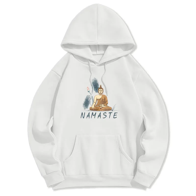 Mythstone NAMASTE Meditation Buddha Polyester Fleece Lined Hoodie - Image 45