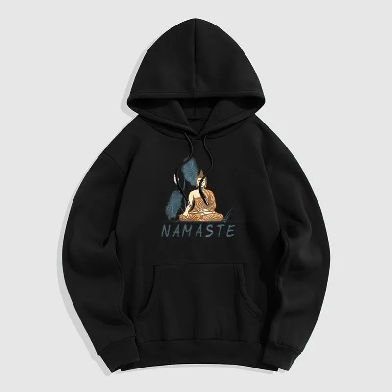 Mythstone NAMASTE Meditation Buddha Polyester Fleece Lined Hoodie - Image 41