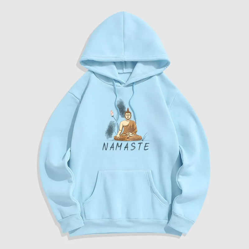Mythstone NAMASTE Meditation Buddha Polyester Fleece Lined Hoodie - Image 57