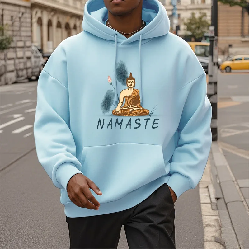 Mythstone NAMASTE Meditation Buddha Polyester Fleece Lined Hoodie - Image 59