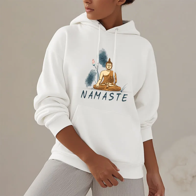 Mythstone NAMASTE Meditation Buddha Polyester Fleece Lined Hoodie - Image 46