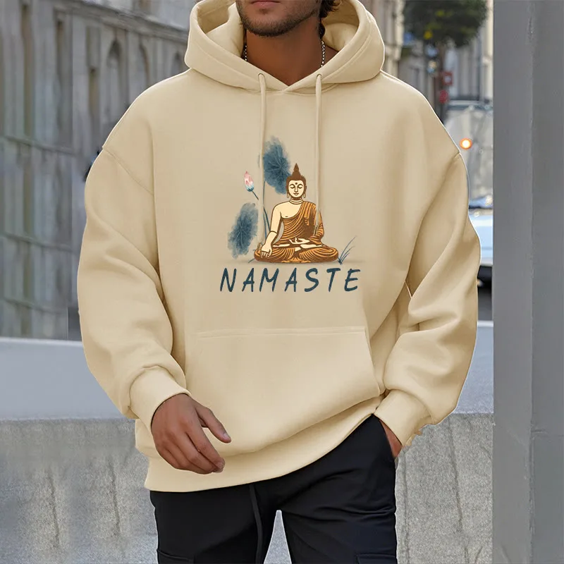 Mythstone NAMASTE Meditation Buddha Polyester Fleece Lined Hoodie - Image 35