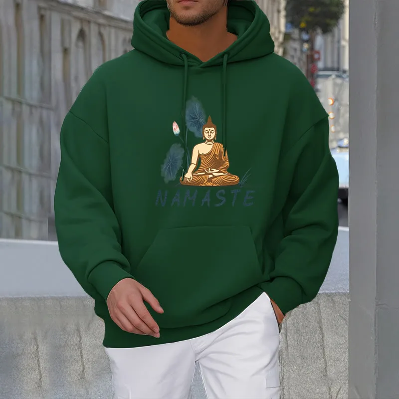 Mythstone NAMASTE Meditation Buddha Polyester Fleece Lined Hoodie - Image 39