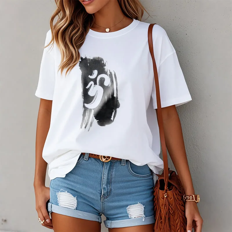 Mythstone OM Ink Background Cotton Tee T-shirt - Image 7