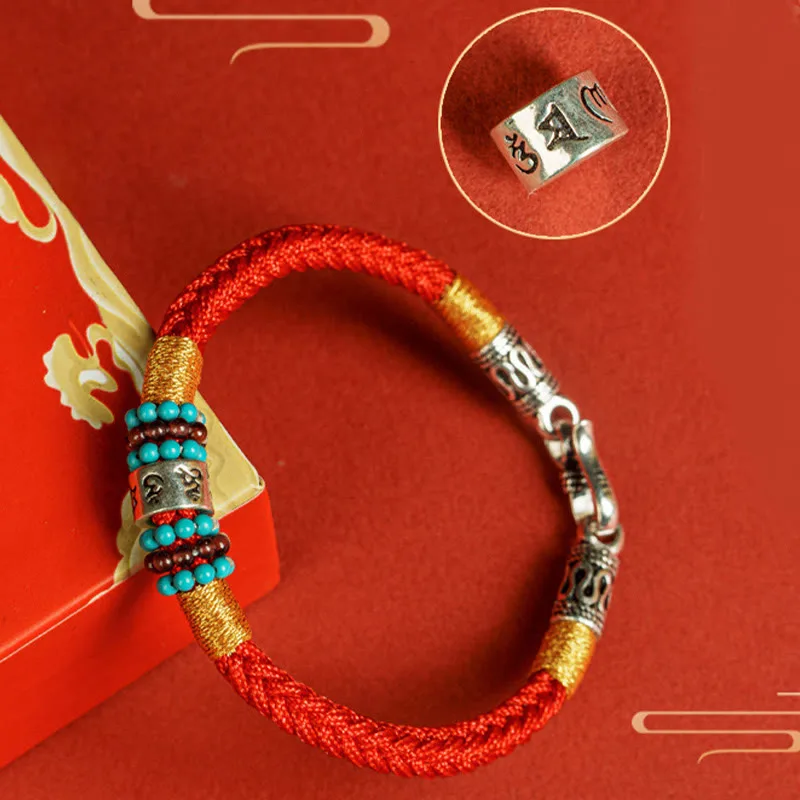 Mythstone Red String Black String Six True Words 925 Sterling Silver Connection Bracelet - Image 14