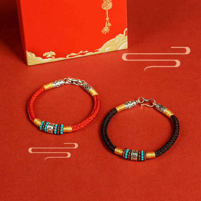 Mythstone Red String Black String Six True Words 925 Sterling Silver Connection Bracelet - Image 18