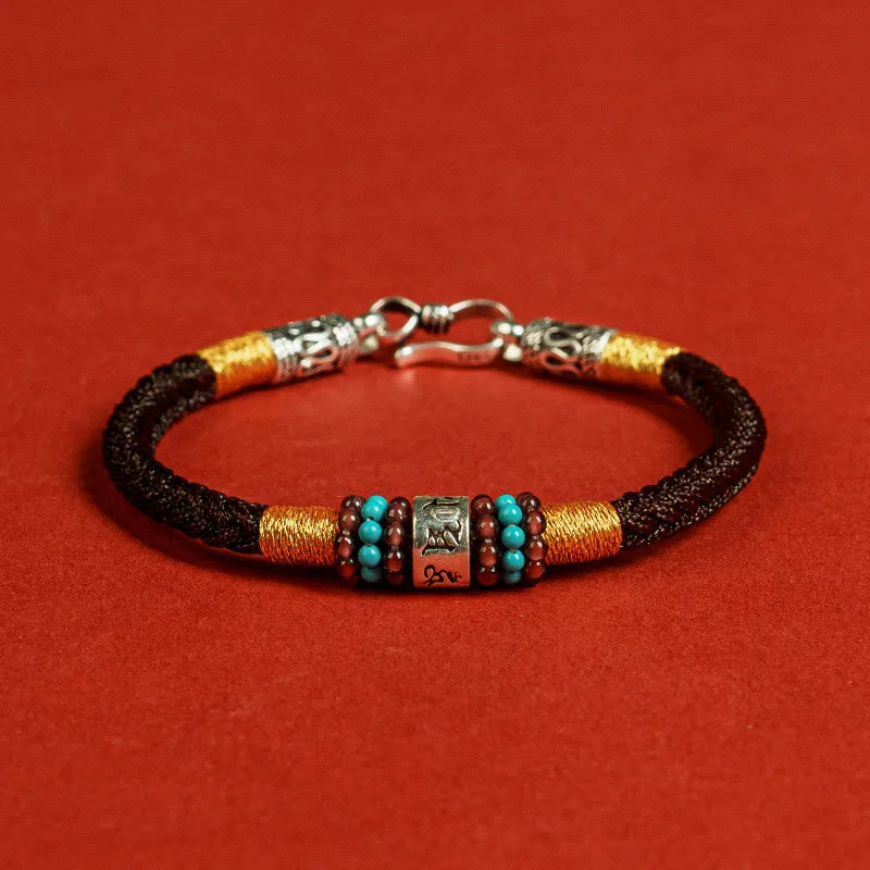 Mythstone Red String Black String Six True Words 925 Sterling Silver Connection Bracelet - Image 3