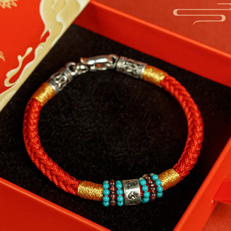 Mythstone Red String Black String Six True Words 925 Sterling Silver Connection Bracelet - Image 5