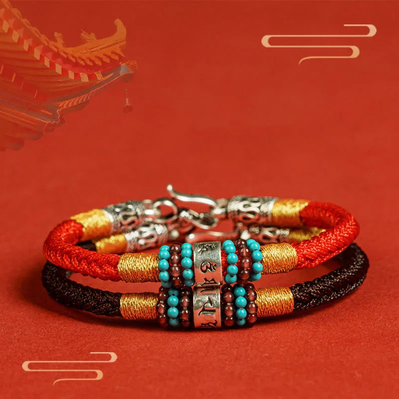 Mythstone Red String Black String Six True Words 925 Sterling Silver Connection Bracelet - Image 15