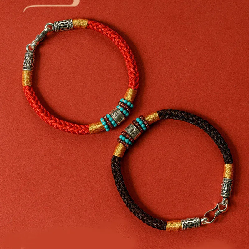 Mythstone Red String Black String Six True Words 925 Sterling Silver Connection Bracelet - Image 17