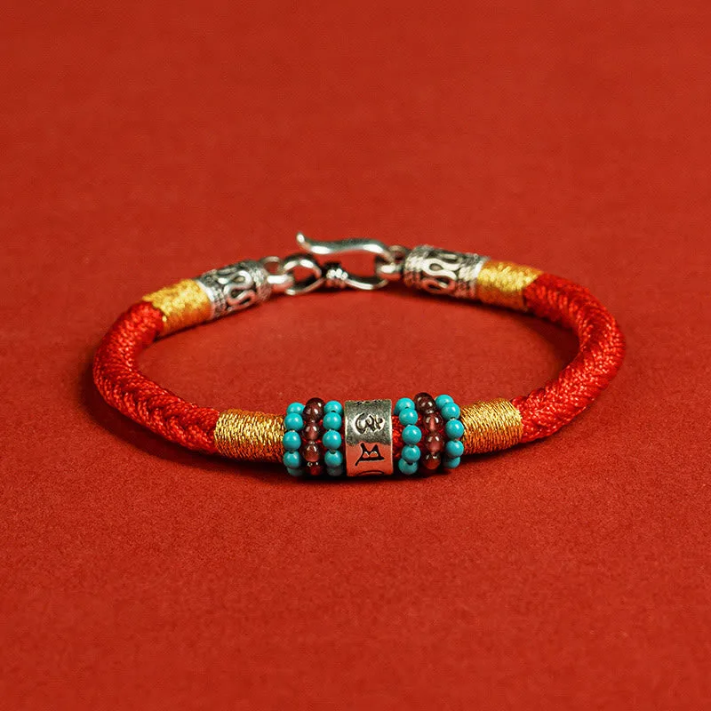 Mythstone Red String Black String Six True Words 925 Sterling Silver Connection Bracelet - Image 2