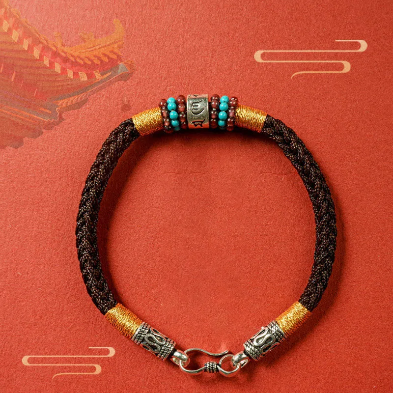 Mythstone Red String Black String Six True Words 925 Sterling Silver Connection Bracelet - Image 4