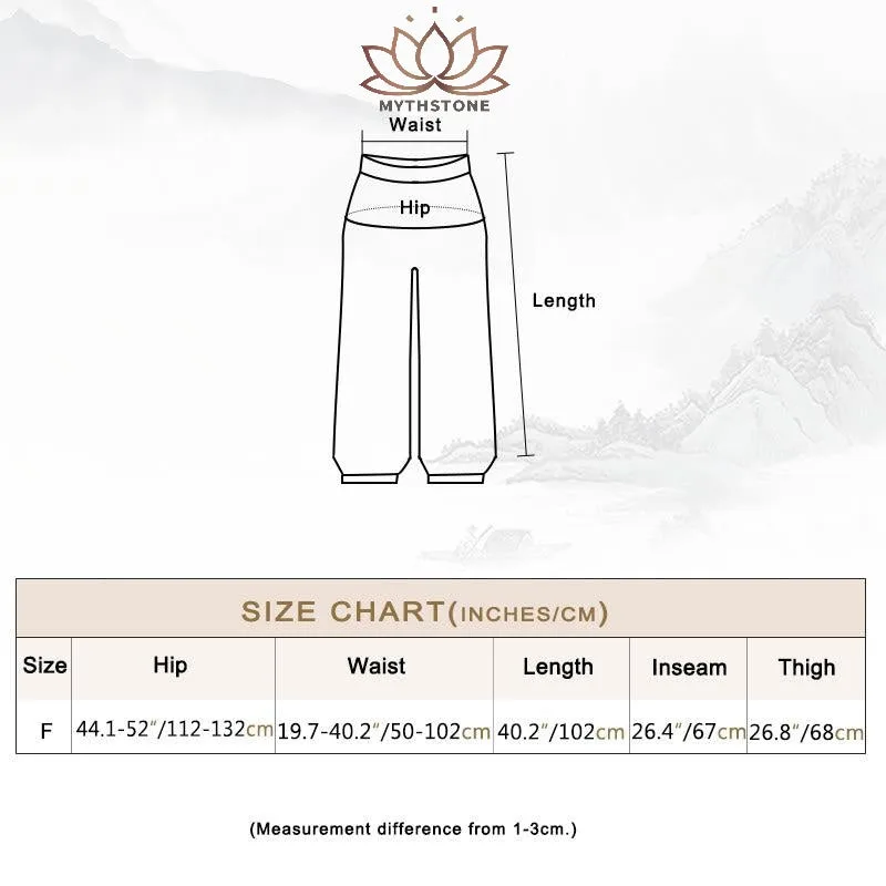 Mythstone Feather Print Hippie Baggy Trousers Boho High Waist with Pockets Women's Yoga Pants - Image 6