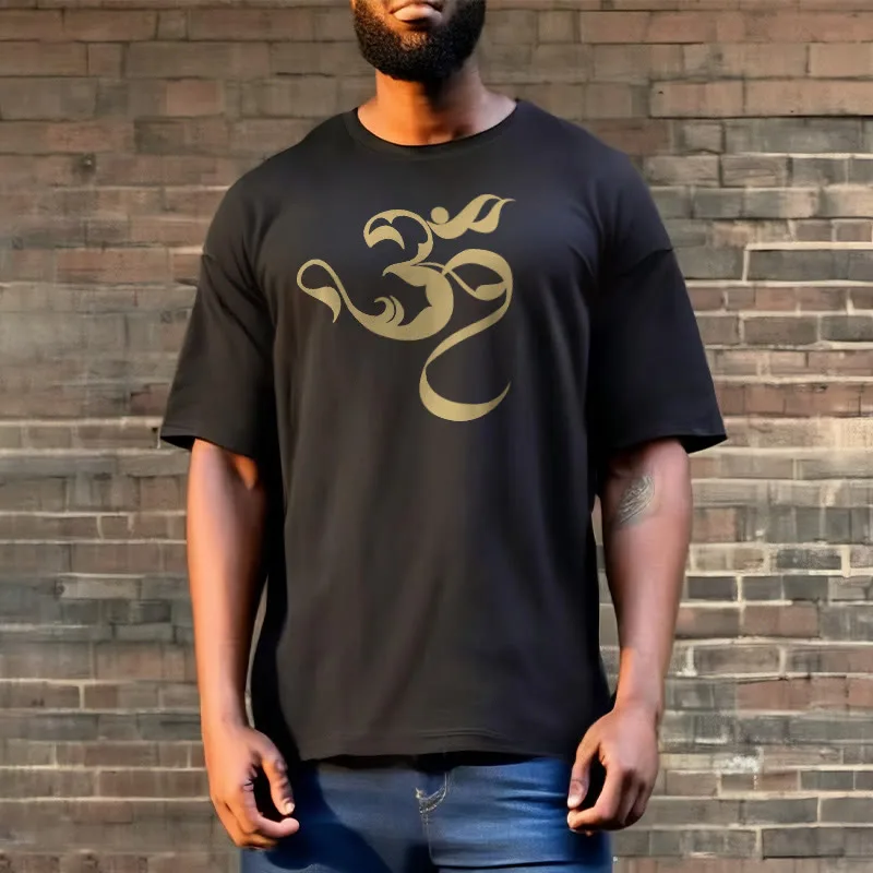 Mythstone Om Figure Design Cotton Tee T-shirt - Image 4