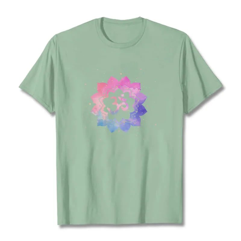Mythstone Om Colorful Lotus Cotton Tee T-shirt - Image 19