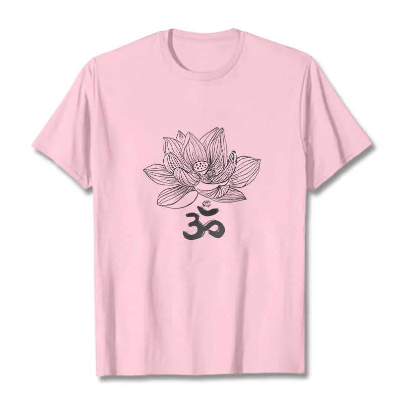 Mythstone Om Lotus Sketch Cotton Tee T-shirt - Image 15