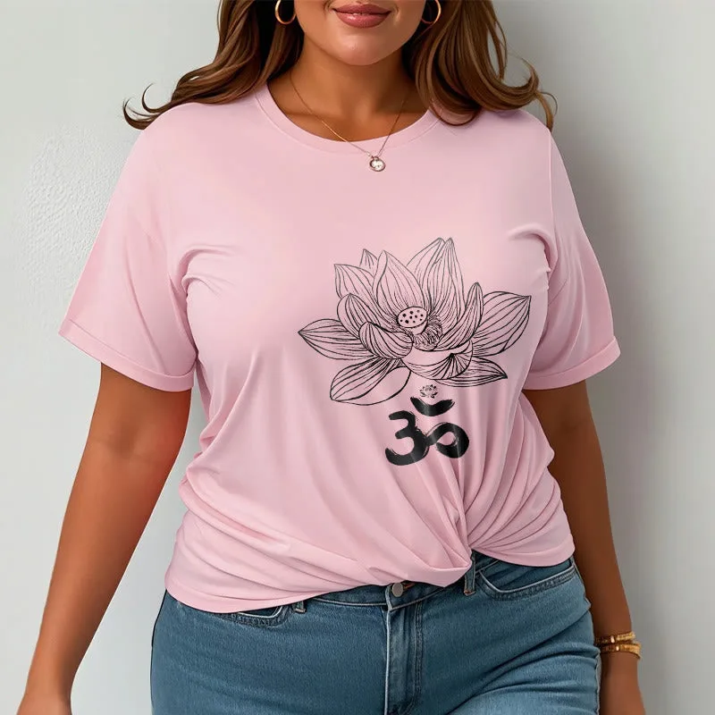 Mythstone Om Lotus Sketch Cotton Tee T-shirt - Image 16