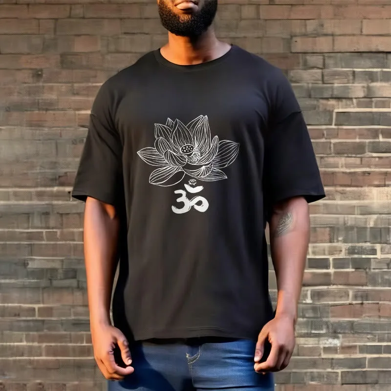 Mythstone Om Lotus Sketch Cotton Tee T-shirt - Image 4