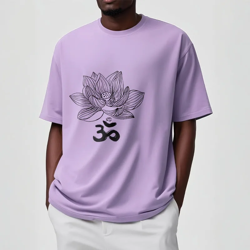 Mythstone Om Lotus Sketch Cotton Tee T-shirt - Image 18