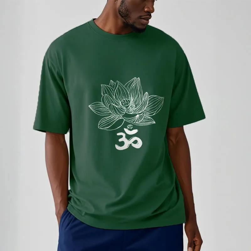 Mythstone Om Lotus Sketch Cotton Tee T-shirt - Image 7