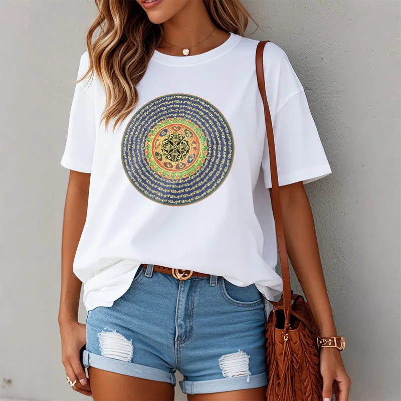 Mythstone 108 Om Mani Padme Hum Mantra Sanskrit Tee T-shirt - Image 4