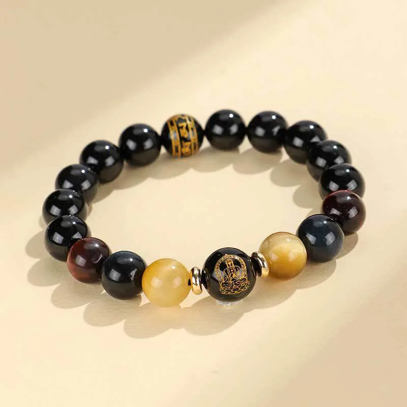 Mythstone Black Onyx Tiger Eye Om Mani Padme Hum Chinese Zodiac Natal Buddha Support Bracelet - Image 18