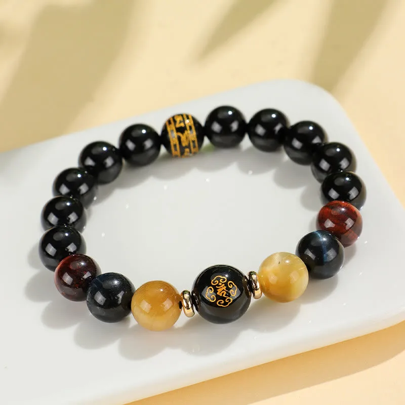 Mythstone Black Onyx Tiger Eye Om Mani Padme Hum Chinese Zodiac Natal Buddha Support Bracelet - Image 21