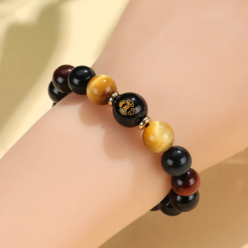 Mythstone Black Onyx Tiger Eye Om Mani Padme Hum Chinese Zodiac Natal Buddha Support Bracelet - Image 13