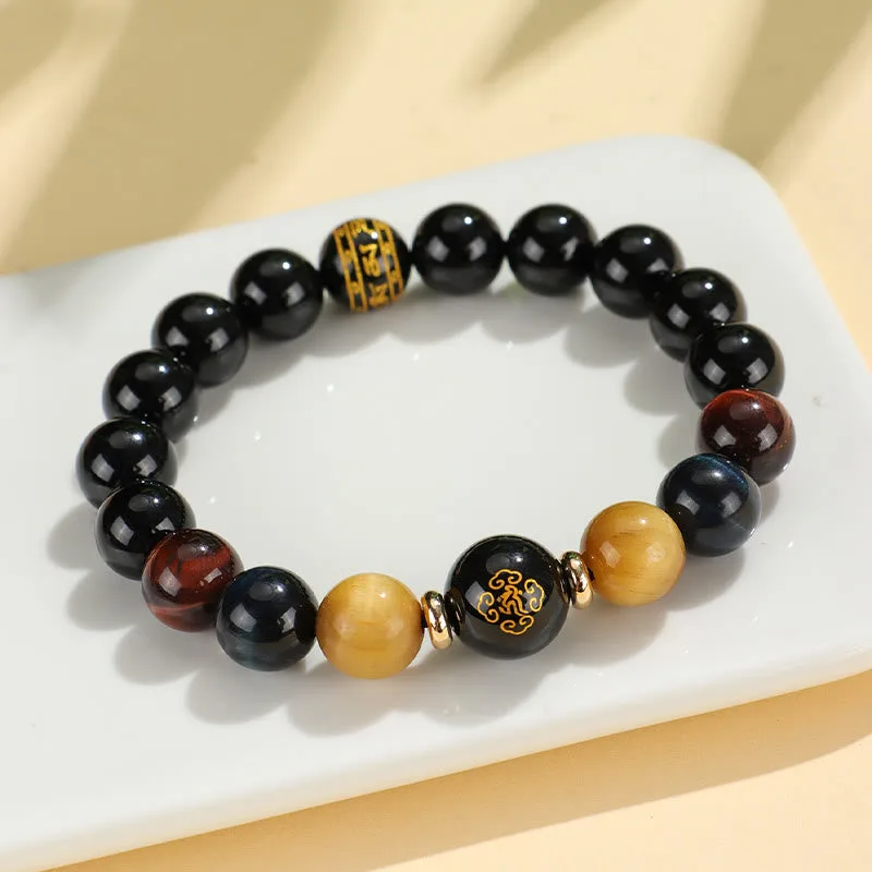 Mythstone Black Onyx Tiger Eye Om Mani Padme Hum Chinese Zodiac Natal Buddha Support Bracelet - Image 27