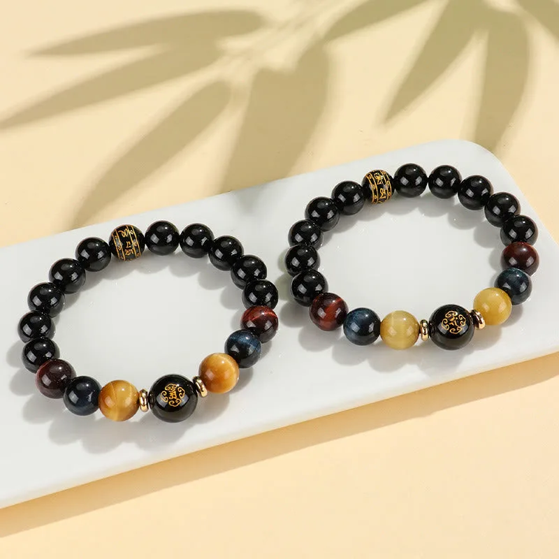 Mythstone Black Onyx Tiger Eye Om Mani Padme Hum Chinese Zodiac Natal Buddha Support Bracelet - Image 25