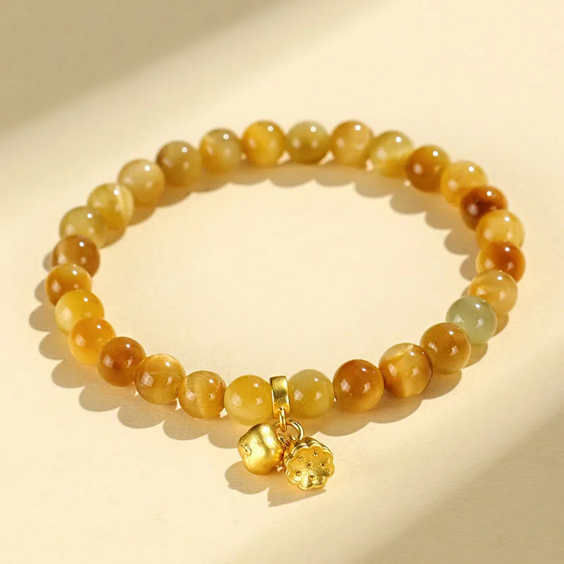 Mythstone Tiger Eye Fu Character Bamboo Koi Fish Lotus Om Mani Padme Hum Protection Bracelet - Image 6