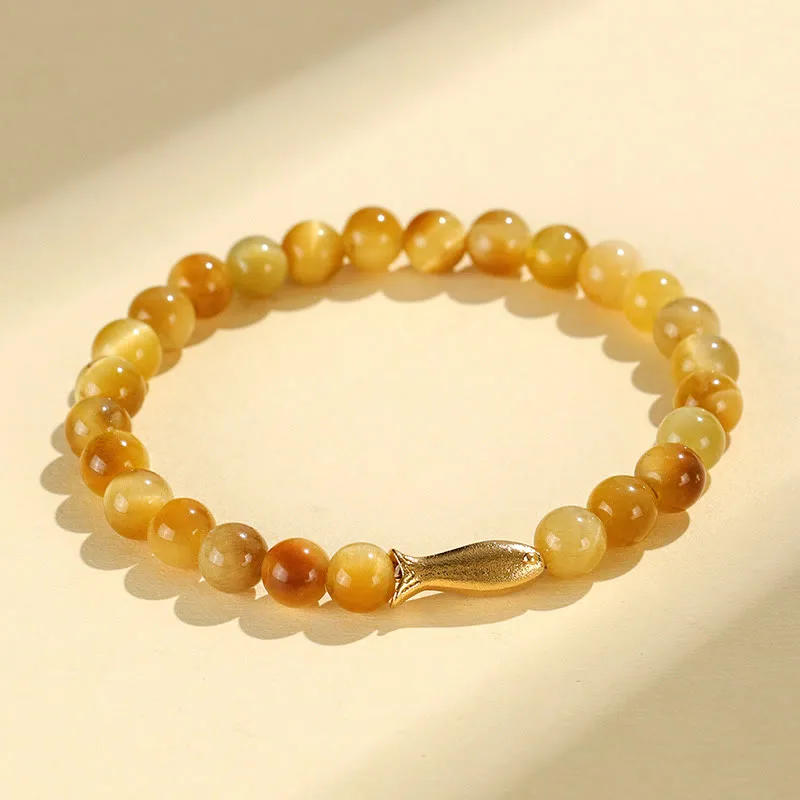 Mythstone Tiger Eye Fu Character Bamboo Koi Fish Lotus Om Mani Padme Hum Protection Bracelet - Image 11