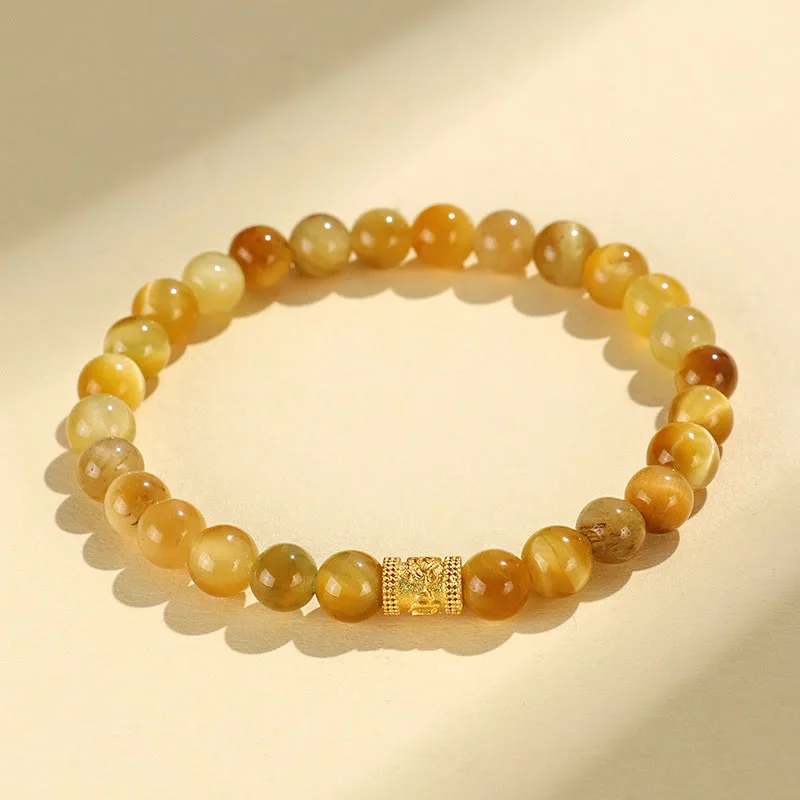 Mythstone Tiger Eye Fu Character Bamboo Koi Fish Lotus Om Mani Padme Hum Protection Bracelet - Image 15