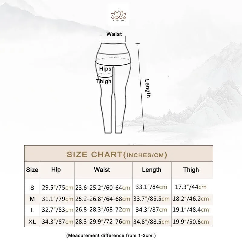 Mythstone Flower Petal Leaves Print Sports Exercise Fitness High Waist Leggings Women's Yoga Pants - Image 6