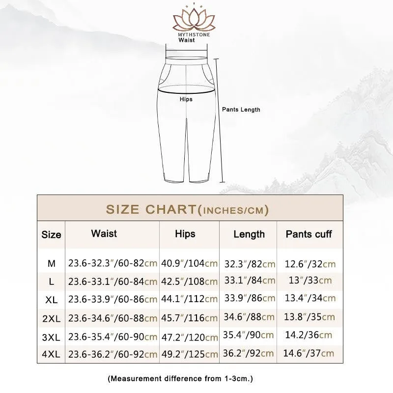 Mythstone Vintage Embroidery Elastic Waist Harem Pants With Pockets - Image 6