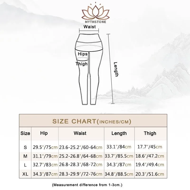 Mythstone Lines Weeds Sakura Flowers Black Tree Print Pants Sports Fitness Yoga Leggings Women's Yoga Pants - Image 6