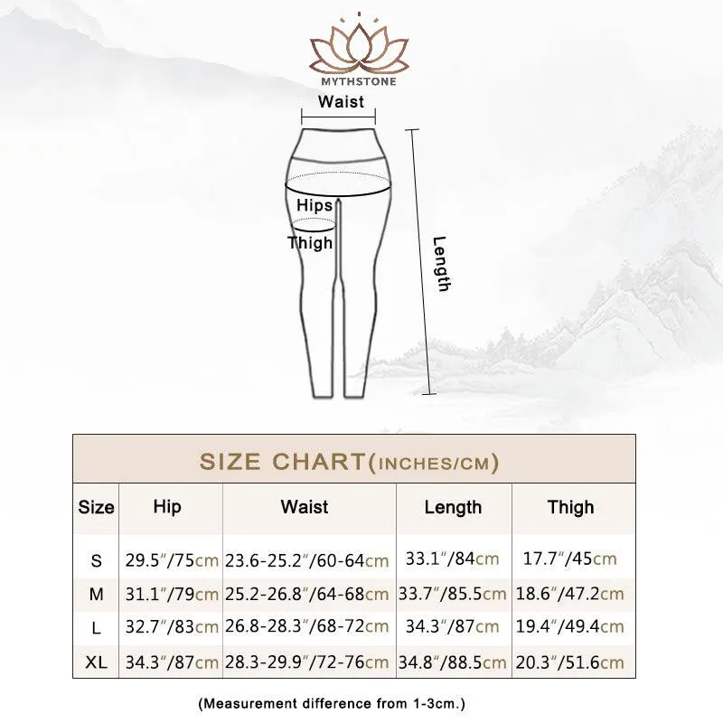 Mythstone Pink Flower White Colorful Ink White Print Leggings Sports Fitness Yoga Women's Pants - Image 7